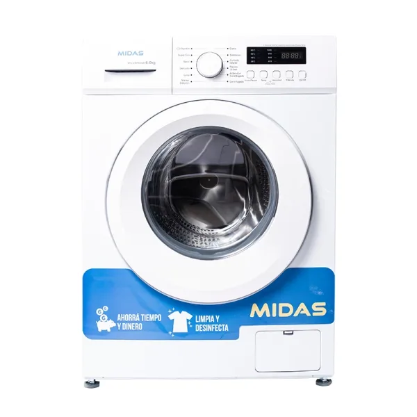 Midas Lavarropas FRONTAL CELESTE 6KG Blanco+PLANCHA VAPOR COBALT UFESA