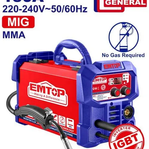 Emtop SOLDADOR MIG/MMA FLUX SIN GAS IGBT 130A