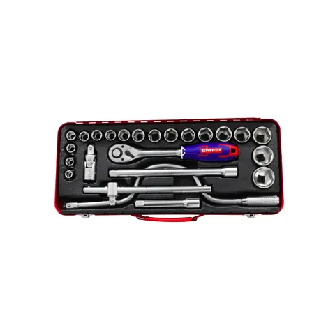 Emtop JUEGO DE DADOS 1/2' HEXAGONALES CrV 24PZAS MALETIN METALICO